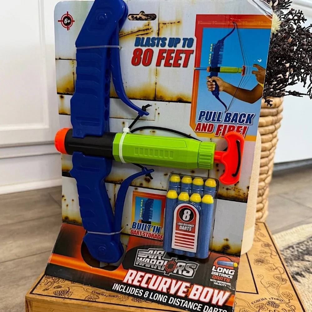 New Children’s Recurve Bow Toy Air Warriors 8-Dart Foam Arrow Dart Game Playset